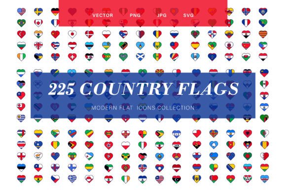 225 Flag Heart Icons Set: A Strategic Asset for Global Branding