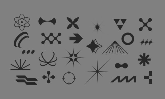 Abstract Geometric Vector Icons: 2000s Aesthetics