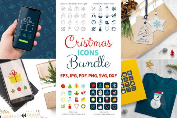 Christmas Icons Bundle Festive Clipart