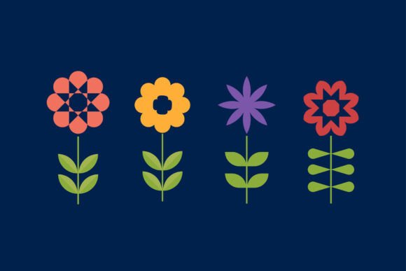 Colorful Spring Flowers Vector Art