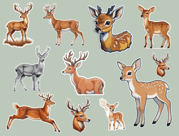 Deer Stickers PNG Bundle: Wild Designs