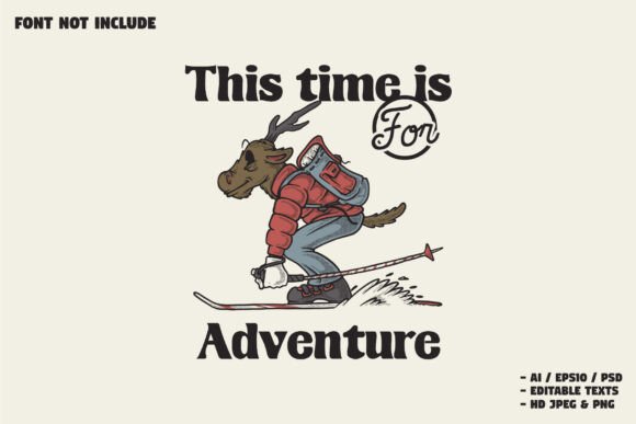 Retro Skiing Deer Mascot Template Guide