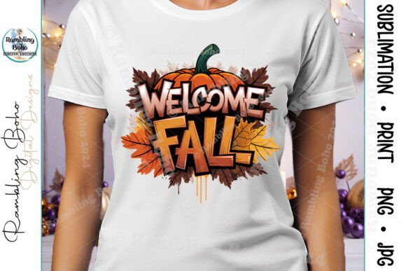 Welcome Fall Dark Decorative Design