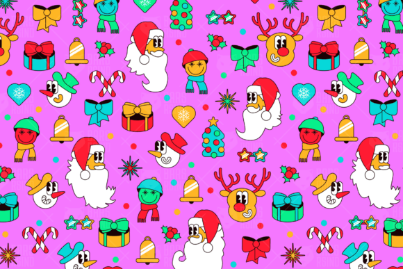 Y2k Christmas Seamless Pattern Design